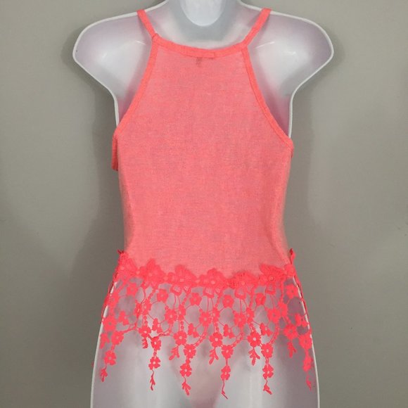 Charlotte Russe Tank Top Womens S Pink Embroidered Floral Pullover Cotton Blend - Picture 4 of 7